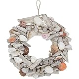 Driftwood and Seashell Small Artificial Wreath - 12"