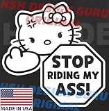 Hellokitty Cartoon Character Stop Riding My Butt Funny Car Window Decal, Die-Cut Vinyl Sticker