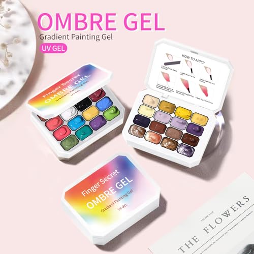 Kit de esmalte gel Ombre de 16 colores con 100 esponjas para uñas miniatura 2