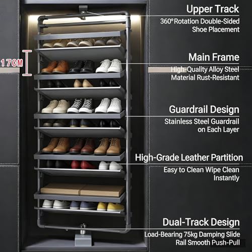 Aménagement dressing avec étagère à chaussures rotative 360 en aluminium - 5