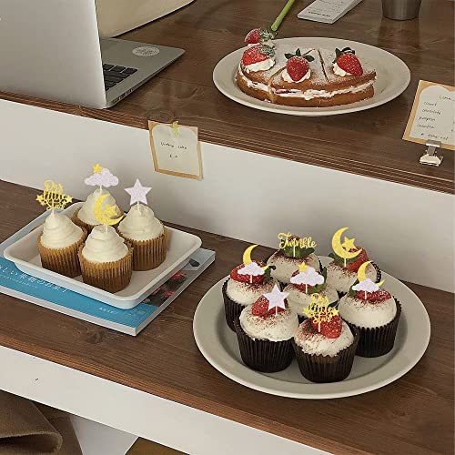 24 Pack Little Star Cupcake Toppers Glitter Moon Cloud Cupcake Picks Twinkle Star Baby Shower Kids Birthday Wedding Party Cake Decorations Supplies Gold #TOP3