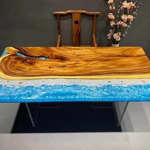 TUZECH Customized Classic Wood Resin Epoxy Realistic Ocean Look Resin Epoxy Dinning Table Coffee Table Living Room Table Bar Counter Home Decor (28.5