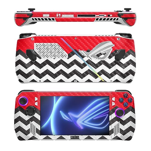 Image of MightySkins Carbon Fiber Skin Compatible with Asus ROG Ally - Red Chevron | Protective, Durable Textured Carbon Fiber Finish | Easy to Apply