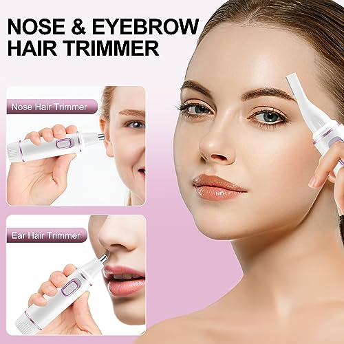 Image of Nose Hair Trimmer for Women 2 in 1 Painless Eyebrow Trimmer and Nose Trimmer Facial Hair Removal Nasal Hair Clippers Professinal, Waterproof, Dual-Edge Blade