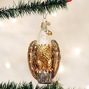 Old world christmas ornaments political gifts glass blown ornaments for christmas tree bald eagle tan brown white gold 4 16011  urban country home decor
