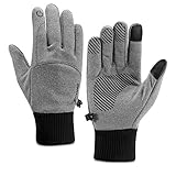 Kasimir Outdoor Handschuhe Doppelt Wasserdicht Touchscreen Handschuhe Warme Winterhandschuhe Wasserfeste Anti-Rutsch Fahren Radfahren Männer Frauen Grau M