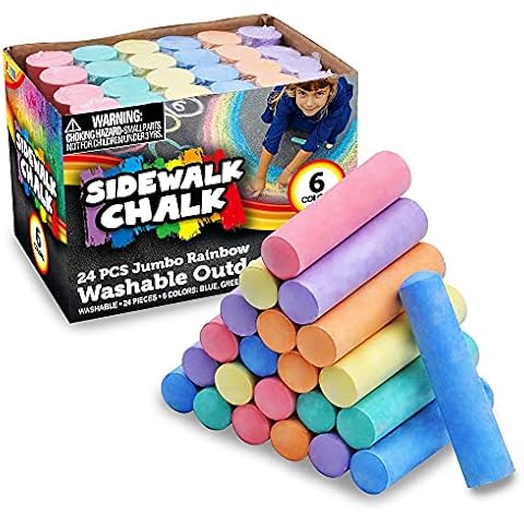 JOYIN 24 Stück Waschbare Straßenkreide-Set Ungiftige Jumbo-Kreide für Schulen, Kunstspiel im Freien, Malen auf Tafel, Tafel und Spielplatz Cover