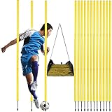 VAIPI 12 Pcs Sports Agility Poles Soccer Training Poles Speed Training Pole Yellow Coaching Sticks Sports Equipment for Outdoor (15.7-51 Inch)