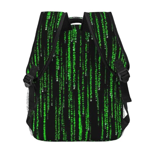 Mochila diaria informal con estampado binario resistente de números verdes 4