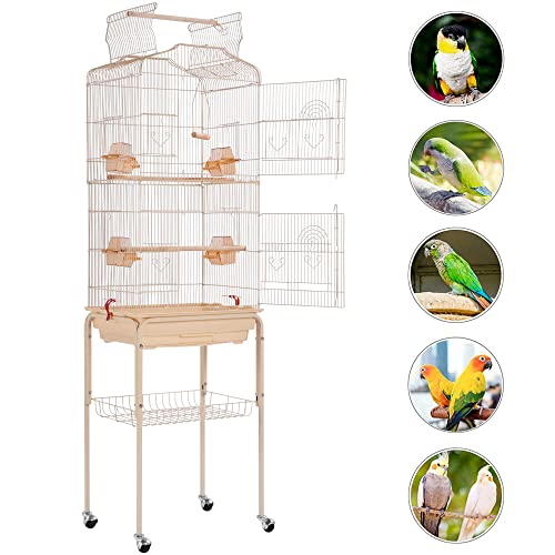 Yaheetech 64’’ H Open Top Metal Medium Small Parrot Parakeet Bird Cage w/Double Doors, Slide-Out Tray & Detachable… - Image 5