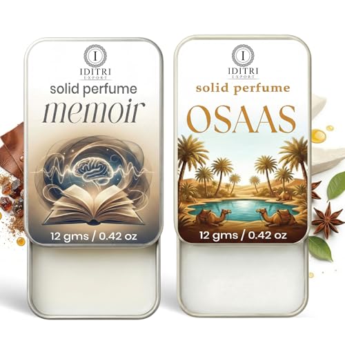 Image of Solid Perfume |Osaas&Memoir Alcohol Free Wax Perfume Balm, Long Lasting | Pocket Tin 12g, Pack Of 2| Non Greasy Smooth Glide, Travel Friendly Men And Women