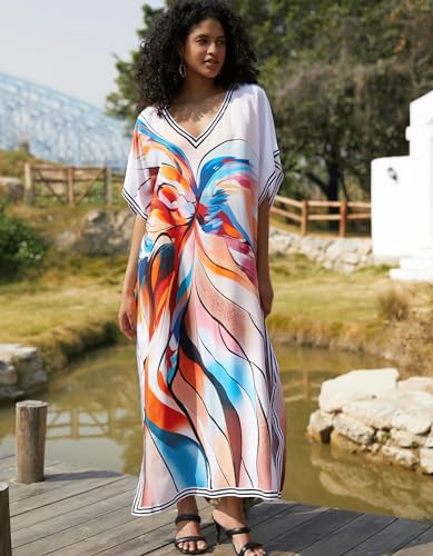 Image of NFVNKJ Women's Plus Size Beach Lounge Kaftan Maxi Dress Swimsuit Coverup for Women