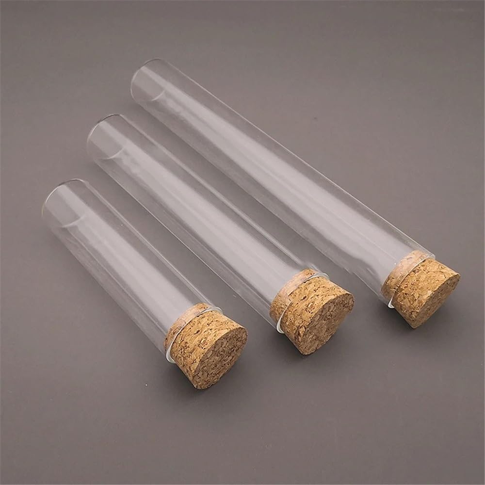 Laborausstattung und -bedarf 5-10-20 Stück 30x100mm / 30x150mm 30x200mm Klares Labor Flaches Verdickungsglas Reagenzgläser mit Korken