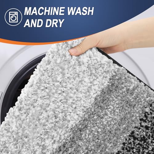 Image of OLANLY Bathroom Runner Rugs Mat 44x20, Extra Soft Absorbent Microfiber Bath Rugs, Rubber Backing, Quick Dry, Washable Long Bath Mats for Bathroom Floor, Tub and Shower, Home Decor Accessories, Black