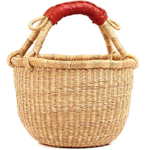 Fair Trade Ghana Bolga African Dye Free Mini Market Basket 9.5-10.5 Across 20122L
