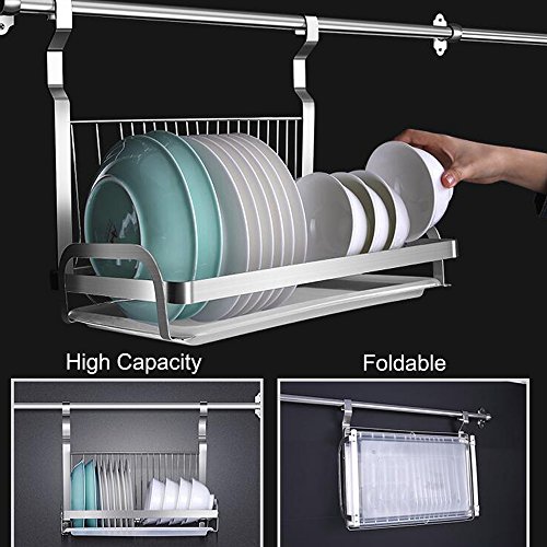 304 Stainless Steel Kitchen Shelves Wall Hanging Turret 3 Layer Spice Jars Organizer Foldable Dish Drying Rack Kitchen Utensils Holder #TOP2