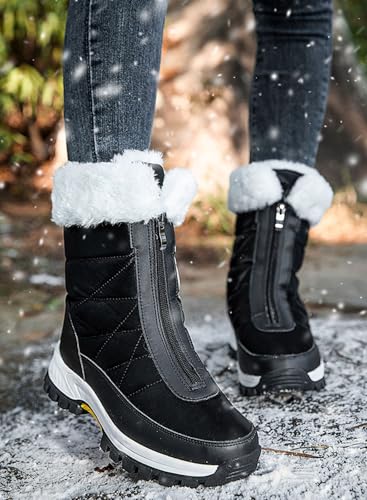 Women's Waterproof Winter Snow Boots Fur Lined Comfortable Slip-Resistant Mid-Calf Booties Warm Outdoor Leisure4