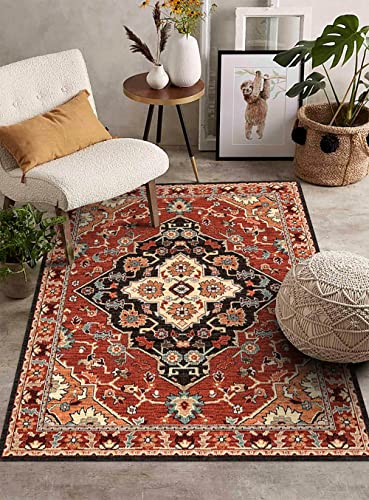 Urtlmaji Ultra-Thin Vintage Persian Area Rug, 3x5 Washable Rug Non-Slip Low...
