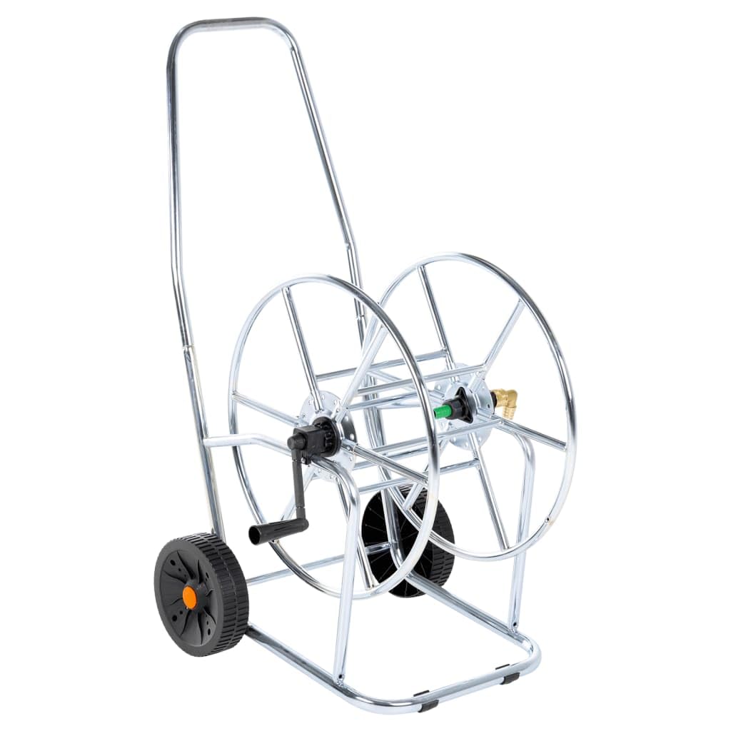 vidaXL Schlauchwagen, Schlauchtrommel mit Griff Rädern, Übersichtlich Schlauchaufroller für 80 m 3/4" Schlauch, Gartenschlauchwagen, Stahl