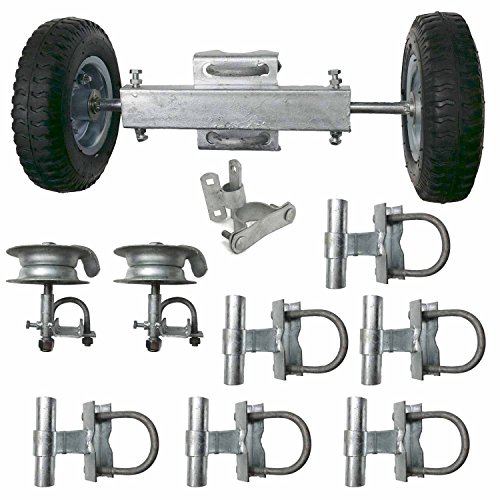 ChainLink Rolling Gate Hardware Kit Slide Chain Link Fence Gate Kit Sliding Componets for Residential Commercial Kit Guide Rollers Mounting Brackets Wheels Latch