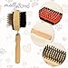 Double-Sided Dog 7 Inch Grooming Brush with Wood Handle, 2-In-1 Pin and Bristle Brush for Pet Hair
