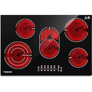 30 Inch Cooktop,AMZCHEF Electric Cooktop Built-in Electric Burner with 5 Burners, 240V Power Touchscreen Control Cooktop 8500W Electric Stove with Hot Surface Indicator
