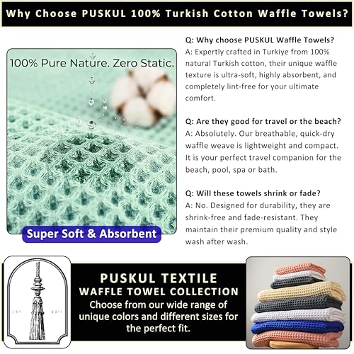 PÜSKÜL Natural 100% Turkish Cotton Waffle Towels Set of 4-Piece, Ice Green by püskül www.puskul.com.tr - Used condition - Image 8