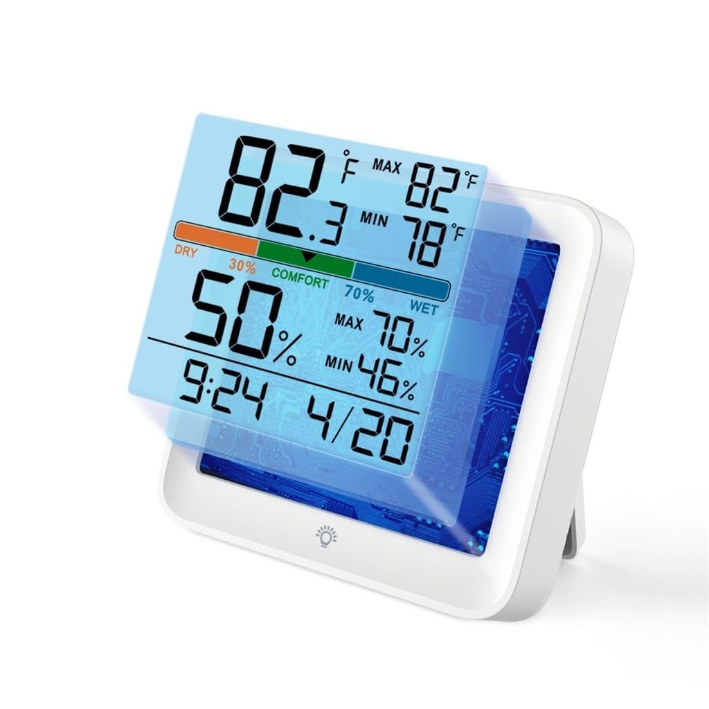 Multi Functional Color Screen Purpose Temperature and Humidity Large Screen Indoor Thermometer 3.6in*3.4in