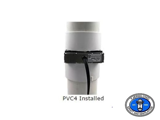 Ventilador extractor para mitigación de radón Tjernlund modelo PVC4, con cable de alimentación de 6 pies, bajo consumo energético, para tubería PVC de 4 pulgadas miniatura 4