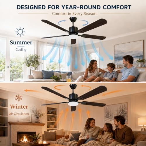 STANDLE 42 Inch Ceiling Fans with Lights and Remote Control Black - image 6