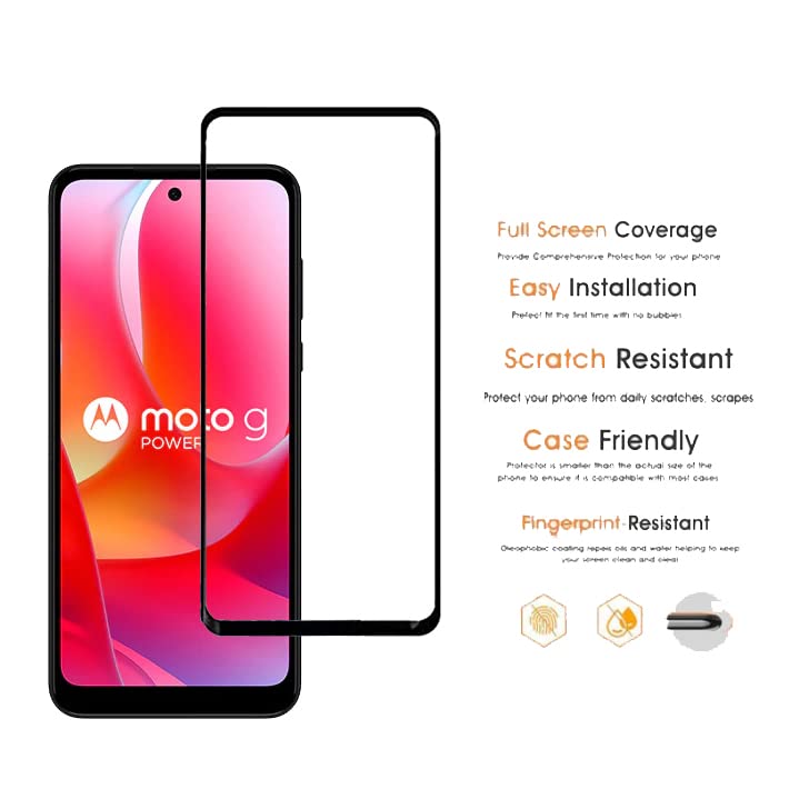 Image of Screen Protector for Motorola Moto G Power (Black) Tempered Glass Edge-to-Edge 6D Screen Guard With Installation Kit