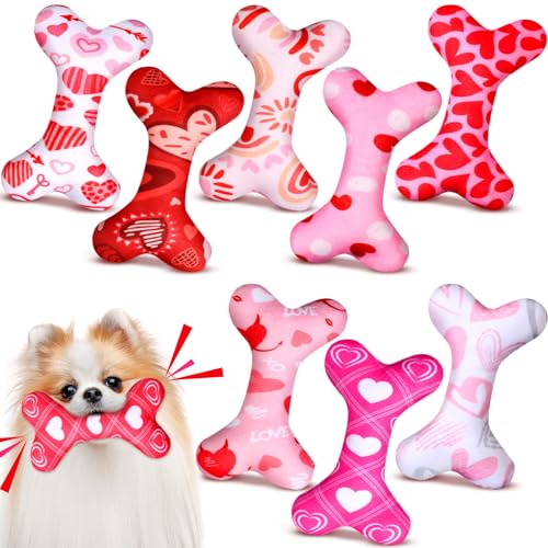 8 Pack Toys for Dogs Plush Squeaky Bone Shaped Funny Toys Birthda...