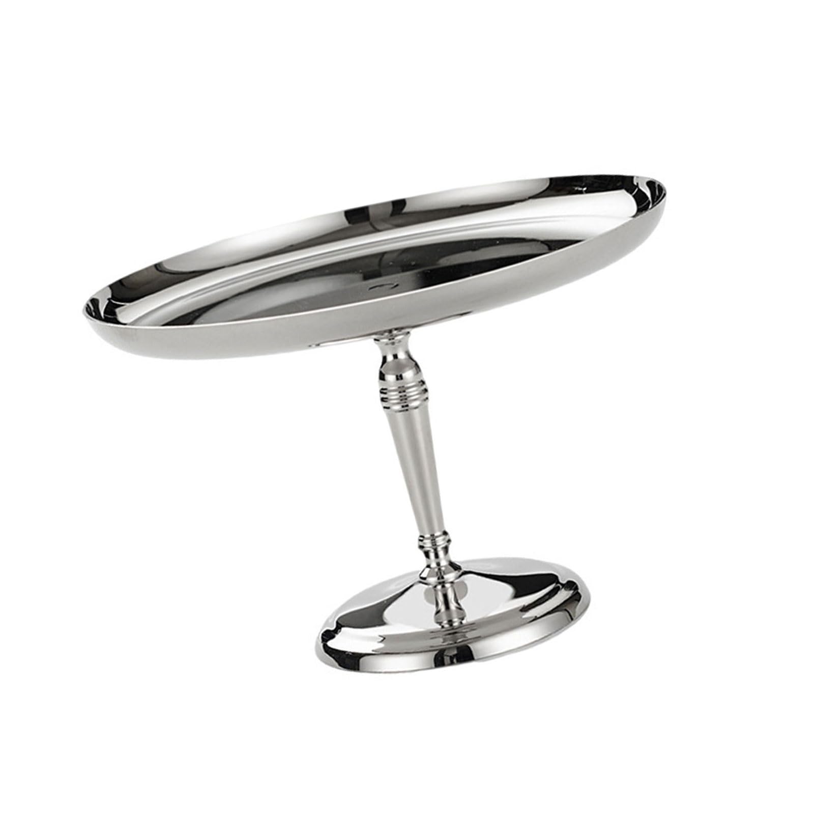 Footed Stainless Steel Dessert Tray Round Cake Plate for Serving Snacks Fruits and Appetizer in Homes Restaurant High Footed Appetizer Platter
