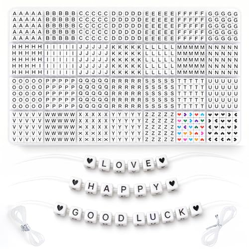 Harsoml 1400 PCS 6x6mm Cube Alphabet Letter Beads for DIY Jewelry Making