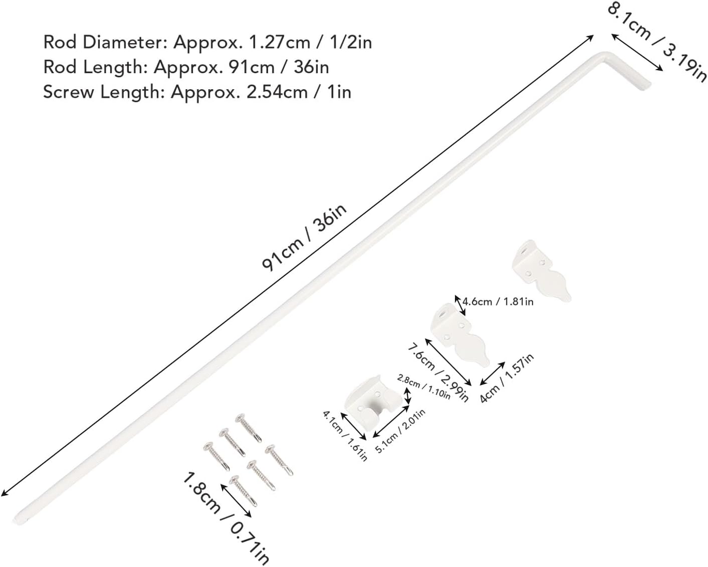 36in Heavy Duty Gate Drop Rod Alloy Steel Fence Gate Ground Latch with 3 Brackets Screws for Wooden Fence Metal Gates