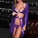 SEDEX 3 Stück Damen Dessous Set Kleid Spitze Negligee BH und Slip Nachtwäsche Transparente Robe Set Cardigan mit Gürtel G-String Bikini Cover up One Piece Lace Erotik Set Reizwäsche (Violett, 3XL)