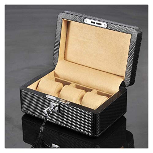 Étui de rangement en fibre de carbone pour montre boîte bijoux homme femme cuir marron