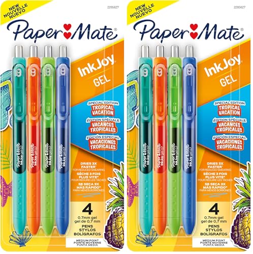 Bolígrafos Paper Mate InkJoy Gel, 8 unidades color tropical