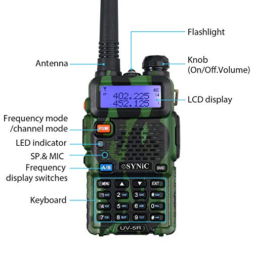 ESYNiC Walkie Talkie UV-5R Dual Band VHF/UHF Walky...