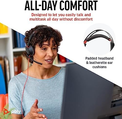 Plantronics Poly Blackwire 5220 Kablolu Kulaklık () - Esnek Gürültü Önleyici Bom Mikrofonu - Ergonomik Tasarım - PC/Mac'e bağlanın, USB-C, USB-A veya 3,5 mm üzerinden mobil cihazlara bağlayın - - Görsel 5