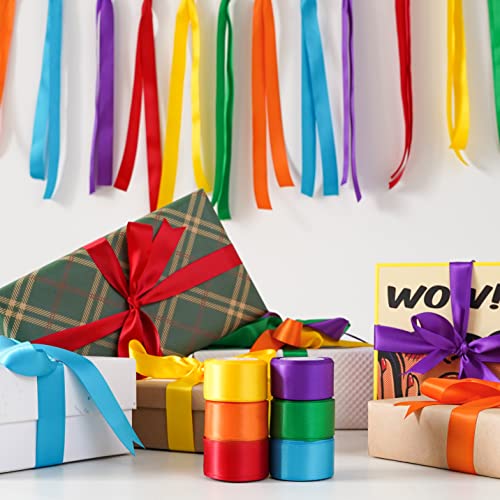 Huihuang Rainbow Satin Ribbon Fabric Satin Ribbon Rainbow Ribbon Set 1 Inch X 30 Yards Thin Satin Ribbon Rainbow Color For Crafts Bows Gift Wrapping Wedding Decoration And Diy Handmade #TOP5