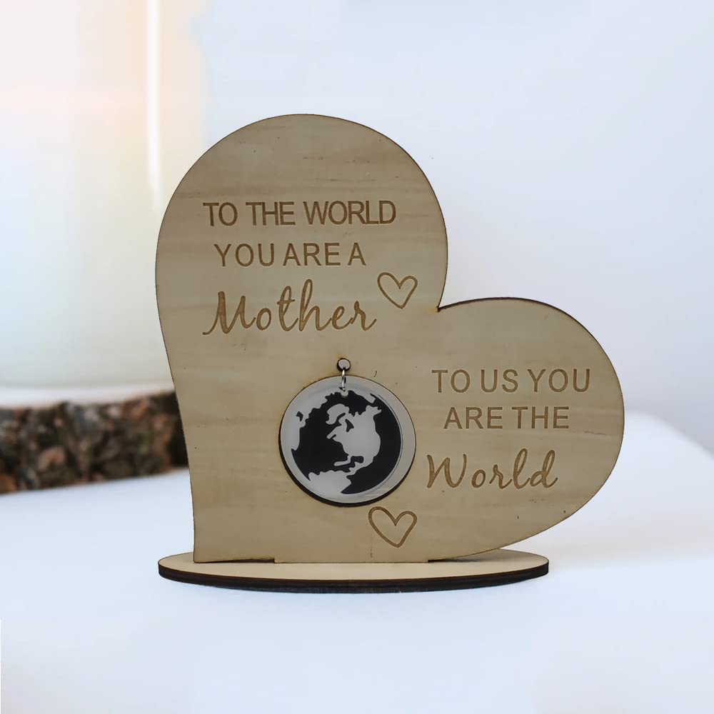 Mothers Day Gift for Mom From Daughter From Son, Mother's Day Gift Sign Unique Keepsake For Mum, Birthday Christmas Day Gift for Mom, To Us You Are The World