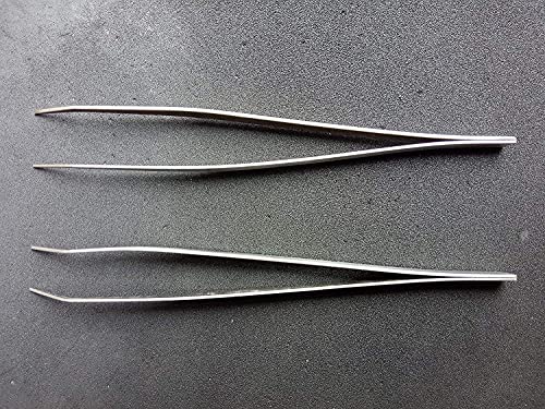 Hesch 9 Brand 6″ inch Set of 2 Tweezers Multi Purpose Curved Fine Point Tipped Stainless Steel Tweezer for Watch Makers, Jewellery & Overlock Sewing Machine