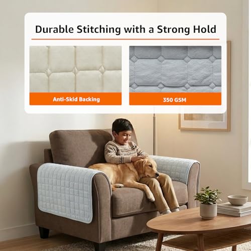 Image of Amazon Basics - Flannel (Polyester) Quilted Make Your Own Sofa Cover |70cm x 70cm| Microfiber Sofa Slipcover | 350 GSM (2 Armrest)
