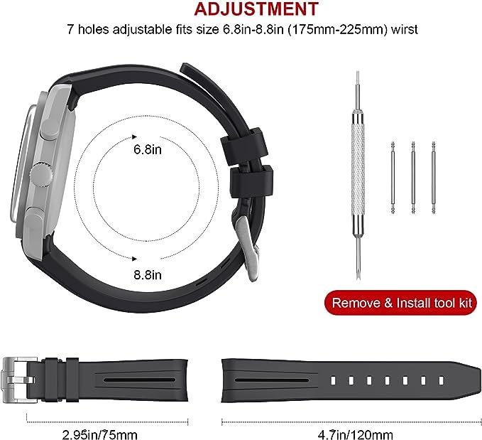 Image of Bands for Moonswatch Watch,Curved No Gap Rubber Strap Compatible with Omega X Swatch Moonswatch Speedmaster /Rolex /SEIKO 20mm Watch,Swatch Omega Moonswatch Speedmaster Watch Replacement Band Men Women