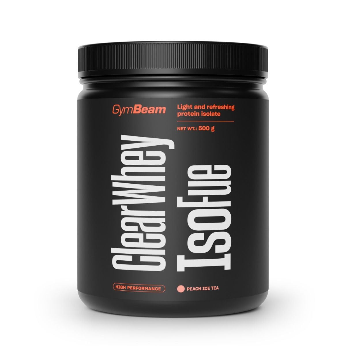 GymBeam Clear Whey - Isolato di Siero del Latte Fino all’88% Proteine, Senza Zuccheri e Grassi, Gusto Fruttato Rinfrescante - Per Crescita Muscolare e Salute di Ossa (500 g, Tè Freddo alla Pesca)