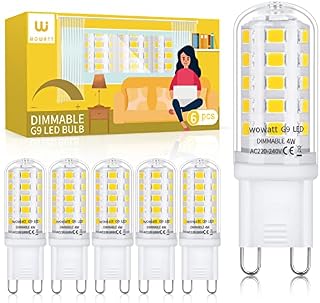 wowatt G9 LED Bulbs Dimmable Cool White 6000K, 4W LED G9 Bulbs Equivalent to 40W G9 Halogen Bulb, 400LM, AC 220-240V, CRI83, No Flicker, Energy Saving G9 LED Capsule Light Bulbs, 6 Pack
