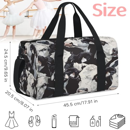 Cute Cows Travel Duffel Bag for Women and Men, Farm Cow Sport Tote Gym Bag Carry on Weekender Overnight Bags2