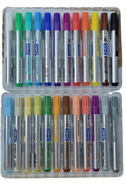Image of Doms 24 Shades Acrylic Paint Markers| Soft Bullet Point| Suitable For Multipurpose Surfaces| Perfect For Pop Art, Abstract Art, Graphic Design| Pack of 1