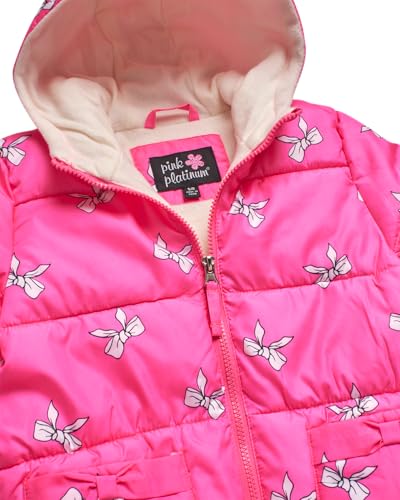 Image of Pink Platinum Girls Snowsuit 2-Piece Insulated Hooded Jacket & Bib | Warm Cozy Cold-Weather Outerwear, Toddler Snow Gear for Sledding, Playtime, and Frosty Winter Days (2T-6X)